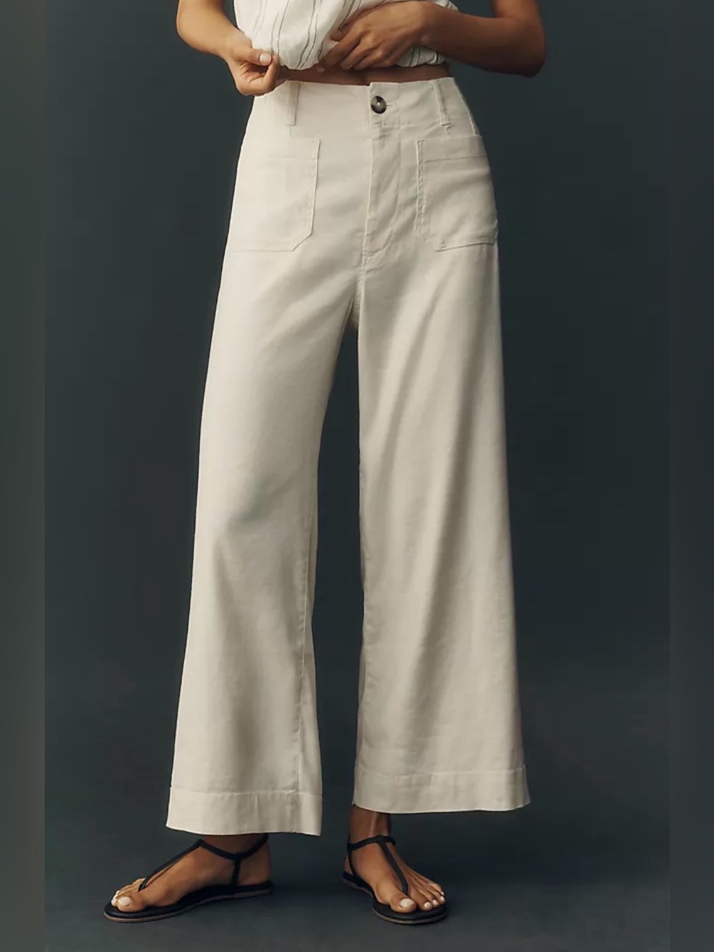 Anthropologie Colette Wide Leg High-Rise Pants in Cream